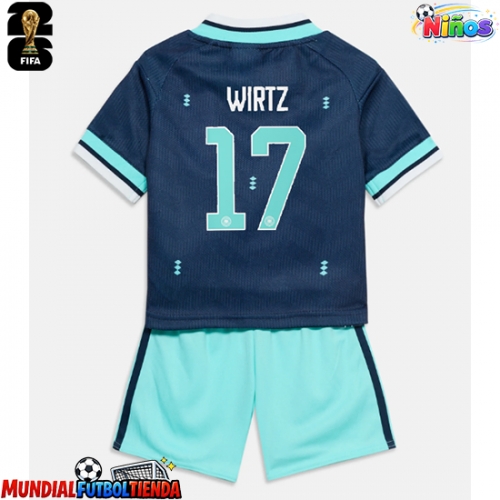 Camiseta Alemania Florian Wirtz #17 Segunda Equipación Replica Mundial 2026 para niños mangas cortas (+ Pantalones cortos)